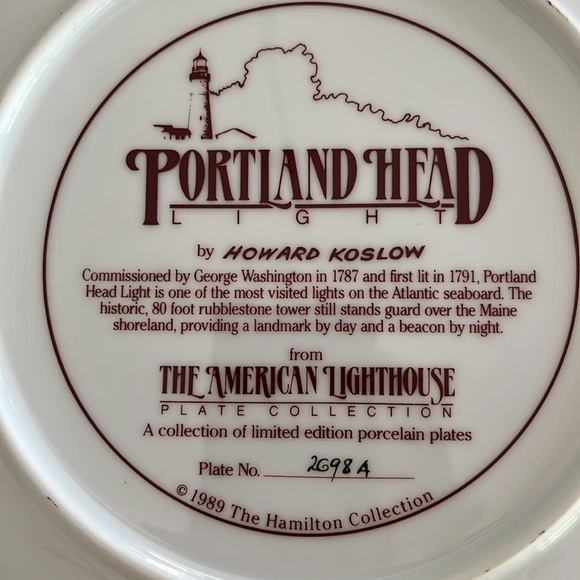 EXC Lighthouse Portland Head Porcelain Plate 1989 Hamilton Collection Coastal - Picture 5 of 14